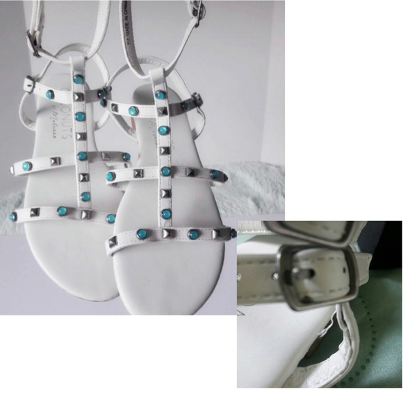Nwot coconuts by matisse white sandals blue beads - Picture 8 of 8